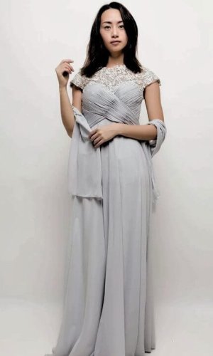 Robe cocktail longue grise