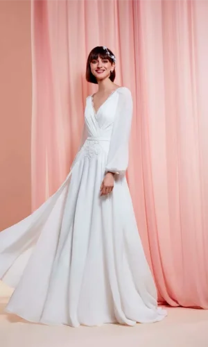 Robe Bombay en mousseline fluide et dentelle