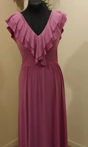 Robe cocktail longue rose