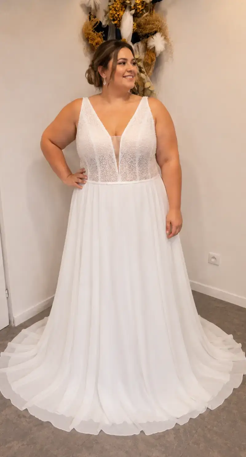 Robe de mariée buste perlé
